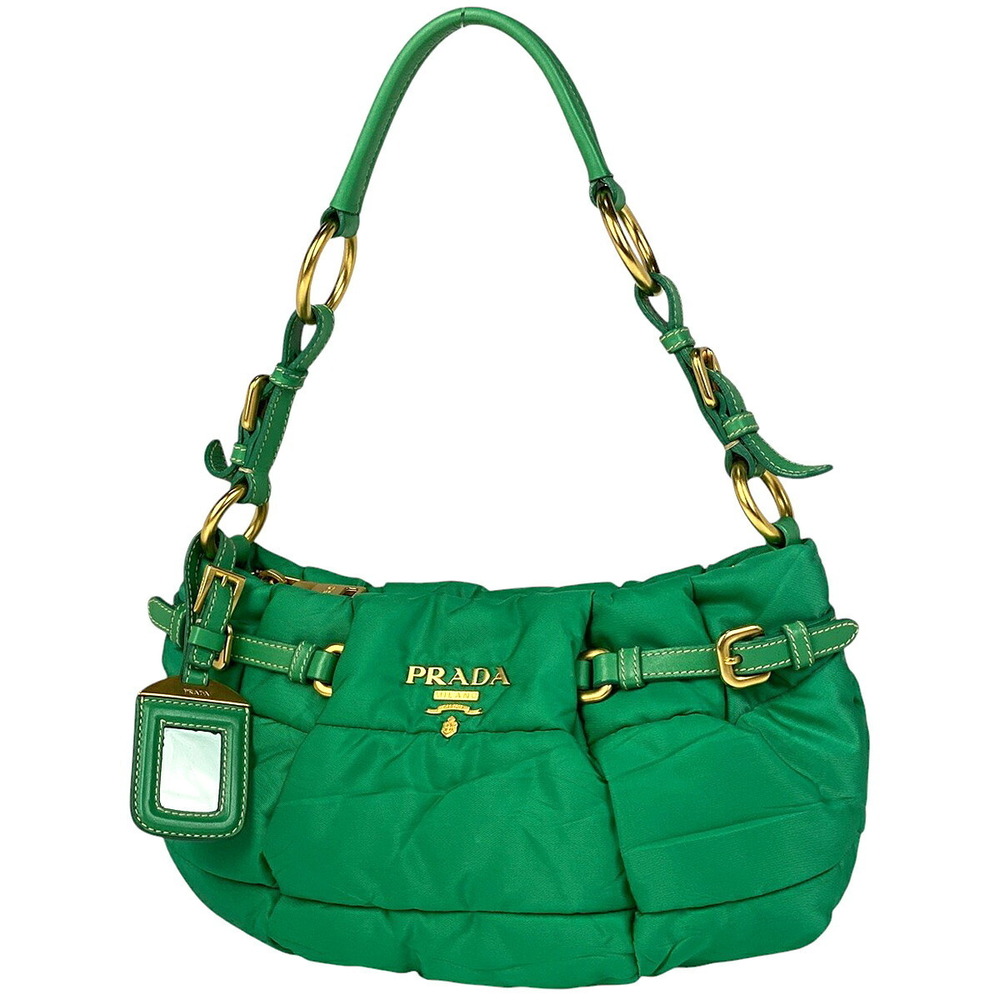 Prada Logo Shoulder Bag Hobo Handbag Green